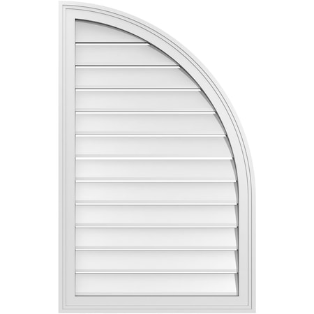 Ekena Millwork Quarter Round Top Right Surface Mount PVC Gable Vent w/ 2"W x 2"P Brickmould Sill Frame, 24"W x 38"H GVPQR24X3803SF